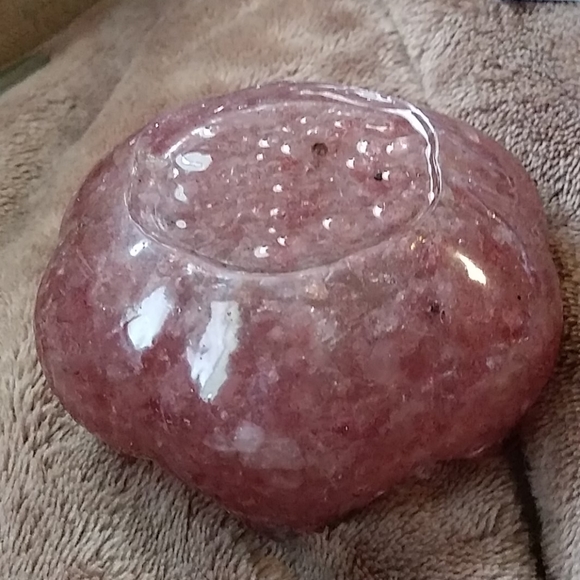 Lotus aragonite Bowl strawberry quartz - Picture 4 of 4